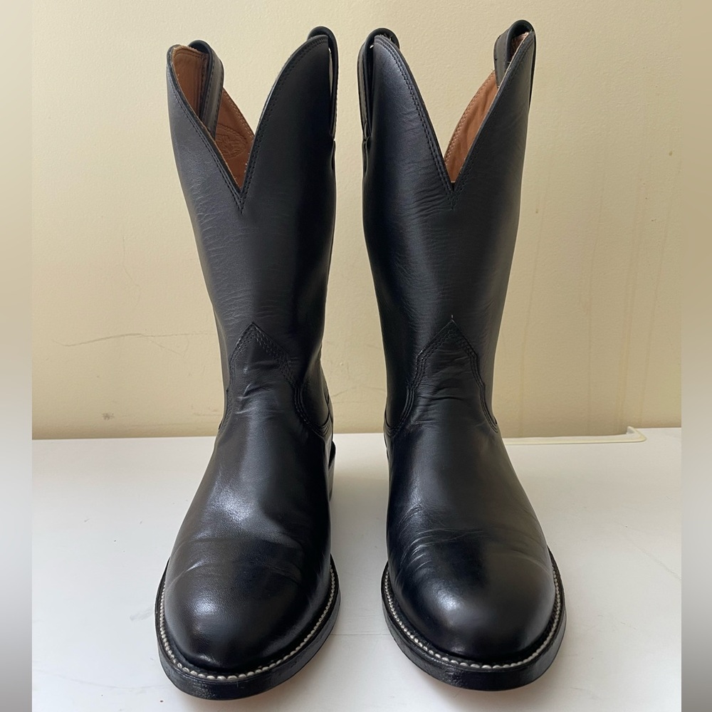 NWT Alberta Boot Black Kangaroo Leather Western Cowboy Boots Men Size 8.5 US - Picture 2 of 8